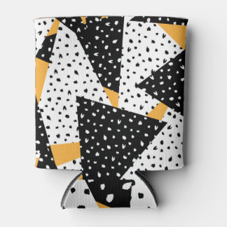 Minimal Stippen Patchwork: Zwart Wit Geel Blikjeskoeler