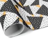 Minimal Stippen Patchwork: Zwart Wit Geel Cadeaupapier (Rol Hoek)
