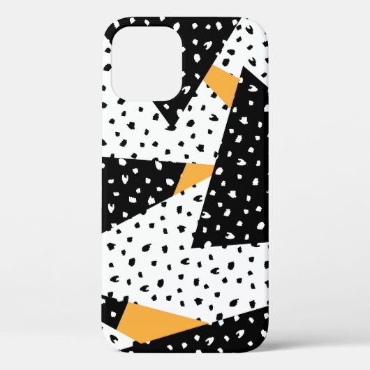 Minimal Stippen Patchwork: Zwart Wit Geel Case-Mate iPhone Case (Achterkant)