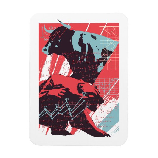 Minimal Stock Market Bull Bear Chart Magneet (Verticaal)