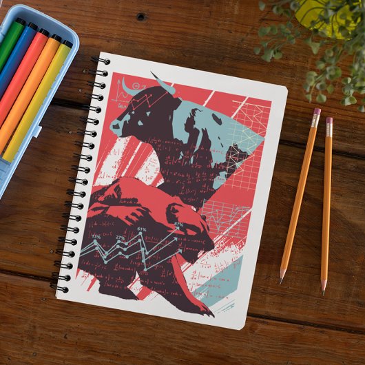 Minimal Stock Market Bull Bear Chart Notitieboek