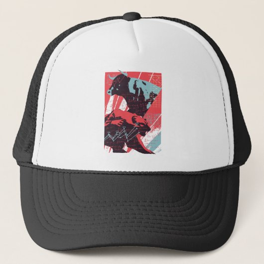 Minimal Stock Market Bull Bear Chart Trucker Pet (Voorkant)
