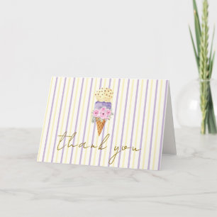 Minimal Stripe Flower Scoop Ice Cream Baby shower Bedankkaart