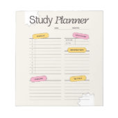 Minimal Study Planner With Hourly Schedule Notitieblok (Voorkant)