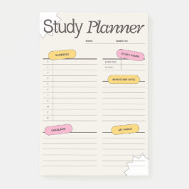 Minimal Study Planner With Hourly Schedule Post-it® Notes