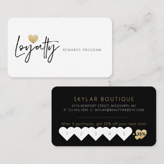 Minimal Style Brush Script Loyalty Love Gold Heart (Voorkant / Achterkant)