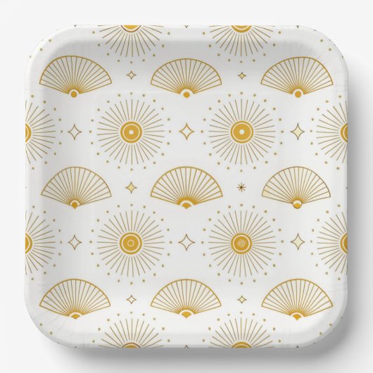 Minimal Sunburst – Modern Golden Rays Pattern for  Papieren Bordje (Voorkant)