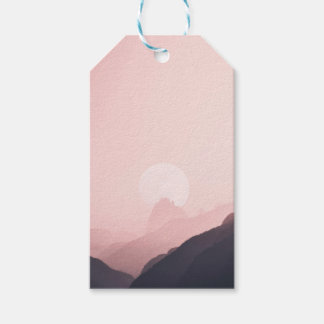 Minimal Sunset Mountain Gift Label – Elegant paste Cadeaulabel