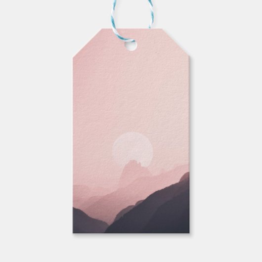 Minimal Sunset Mountain Gift Label – Elegant paste Cadeaulabel (Voorkant)