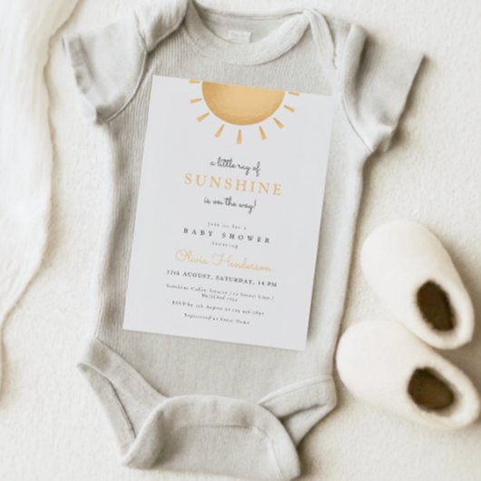Minimal Sunshine Baby shower Invitation Kaart