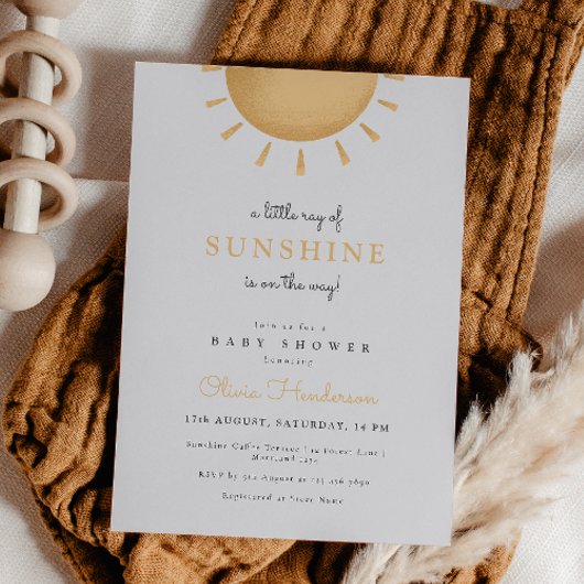 Minimal Sunshine Baby shower Invitation Kaart