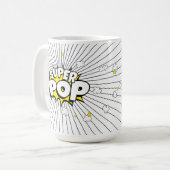 Minimal SUPER POP! Comic Book Pop Art Popcorn Pun Koffiemok (Voorkant links)