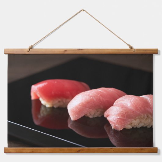Minimal Sushi Elegance Tapestry – Otoro Art Hangend Wandkleed (Voorkant)