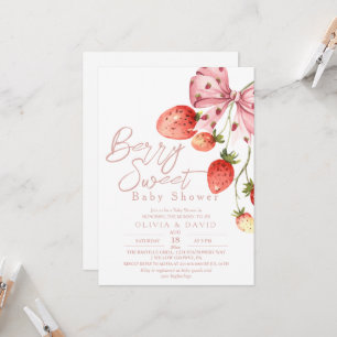 Minimal Sweet Berry Baby shower Strawberry Invita Kaart