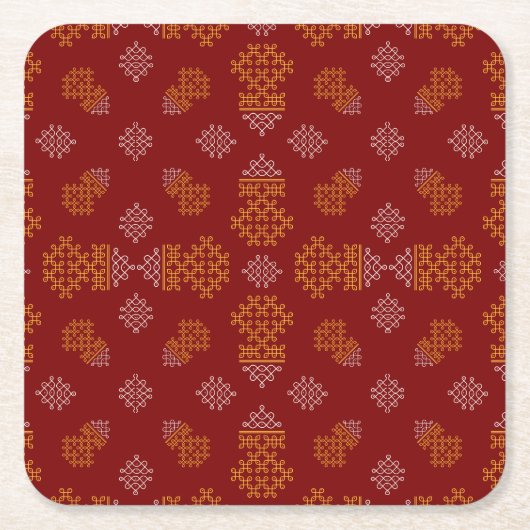 Minimal Tamil Kolam Pongal Design Kartonnen Onderzetters (Voorkant)