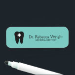 Minimal Tandarts Logo Licht Blauwgroen Tandartsbur Naamplaatje<br><div class="desc">Minimale professionele naam bord voor elke tandarts en tandartspraktijk. Voeg uw logo en contactgegevens toe. Dit product kan worden aangepast.</div>