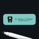 Minimal Tandarts Logo Licht Blauwgroen Tandartsbur Naamplaatje<br><div class="desc">Minimale professionele naam bord voor elke tandarts en tandartspraktijk. Voeg uw logo en contactgegevens toe. Dit product kan worden aangepast.</div>
