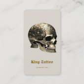 Minimal Tattoo Artiest Zand Tattooist Schedel Visitekaartje (Voorkant)