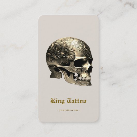 Minimal Tattoo Artiest Zand Tattooist Schedel Visitekaartje (Voorkant)