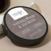 Minimal Taupe Boho Pattern Logo Wax Candle Jar Lid Ronde Sticker