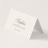 Minimal Taupe Stripe Wedding Place Card  Kaart (Voorkant)