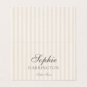 Minimal Taupe Stripe Wedding Place Card  Kaart (Buitenkant ongevouwen)