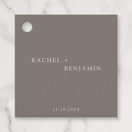 Minimal Taupe Wedding Elegant Personalized Bedankjes Labels (Voorkant)