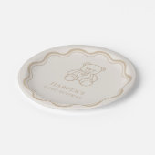 Minimal Teddy Bear Gender Neutral Baby Shower Papieren Bordje (Gekanteld)