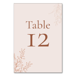 Minimal Terracotta Botanical Table Number Kaart