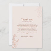 Minimal Terracotta Botanical Thank You Card Bedankkaart (Voorkant)