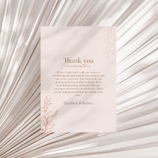 Minimal Terracotta Botanical Thank You Card Bedankkaart