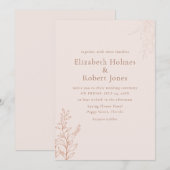 Minimal Terracotta Botanical Wedding Invitation Kaart (Voorkant / Achterkant)