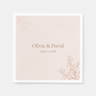Minimal Terracotta Botanical Wedding Napkin Servet