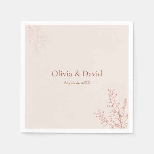 Minimal Terracotta Botanical Wedding Napkin Servet (Voorkant)