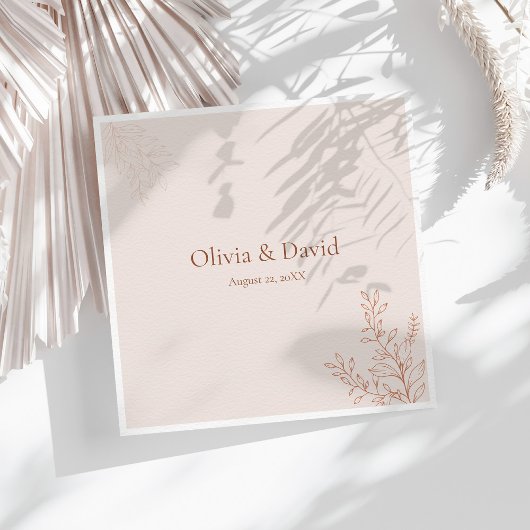 Minimal Terracotta Botanical Wedding Napkin Servet