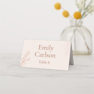 Minimal Terracotta Botanical Wedding Place Card Plaatskaartje