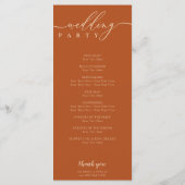 Minimal terracotta Ceremony wedding Programmakaart (Achterkant)