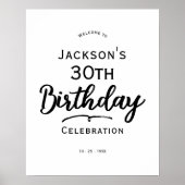 Minimal Text 30th Birthday  Foam Board Poster (Voorkant)