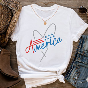 Minimal Text Graphic Amerikaanse Vlag 4 juli T-shirt