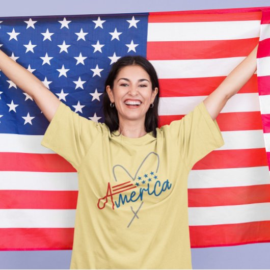 Minimal Text Graphic Amerikaanse Vlag 4 juli T-shirt