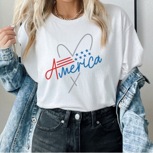 Minimal Text Graphic Amerikaanse Vlag 4 juli T-shirt