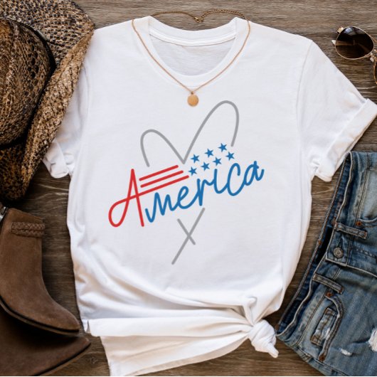 Minimal Text Graphic Amerikaanse Vlag 4 juli T-shirt