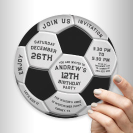 Minimal Text on Soccer Ball Birthday Invitation  Save The Date
