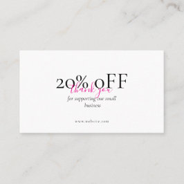 Minimal Thank You QR Discount Card Blush Pink Visitekaartje