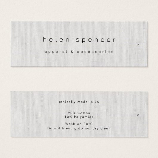 Minimal Thin Clothing Label, Prijs Label, Care Lab Mini Visitekaartjes (Voorkant /achterkant)