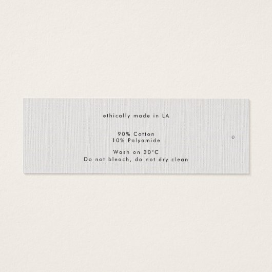 Minimal Thin Clothing Label, Prijs Label, Care Lab Mini Visitekaartjes (Achterkant)