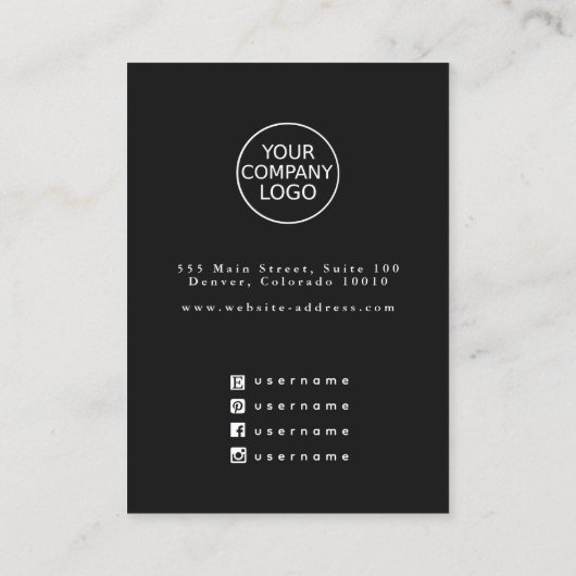 Minimal Thorn Roos Gothic Zwart Oorbel Display Visitekaartje (Achterkant)