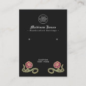 Minimal Thorn Roos Gothic Zwart Oorbel Display Visitekaartje (Voorkant)