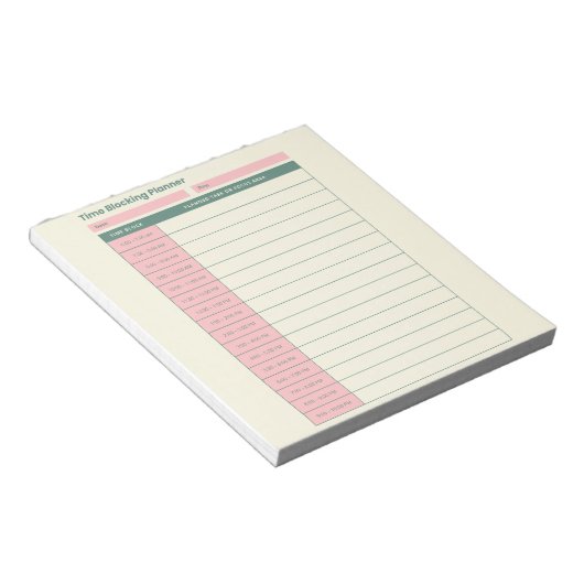 Minimal Time Blocking Planner Pink Layout Notitieblok (Schuin)
