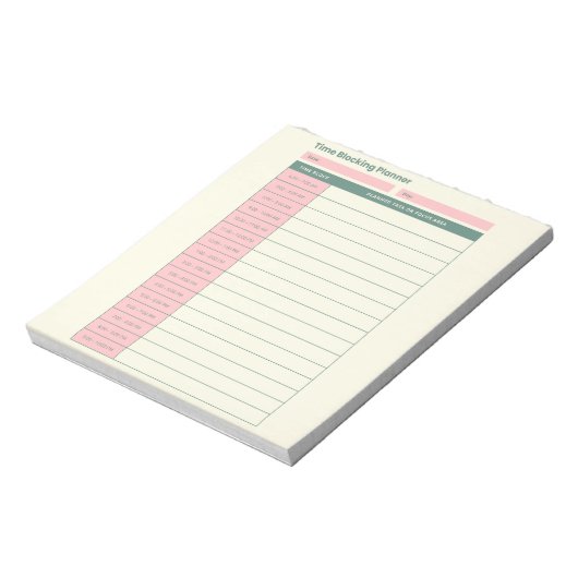 Minimal Time Blocking Planner Pink Layout Notitieblok (Linkerzijde)